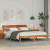 vidaXL Bed Frame with Headboard Wax Brown 160 x 200 cm Solid Pine Wood