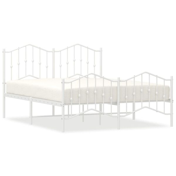 vidaXL Metal Bed Frame without Mattress with Footboard&nbsp;White 140x190cm