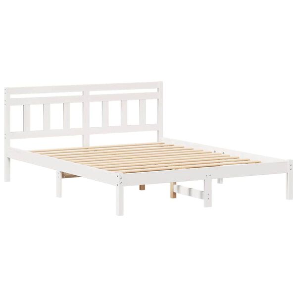 vidaXL Bed Frame White 140 x 200 cm Solid Pine Wood
