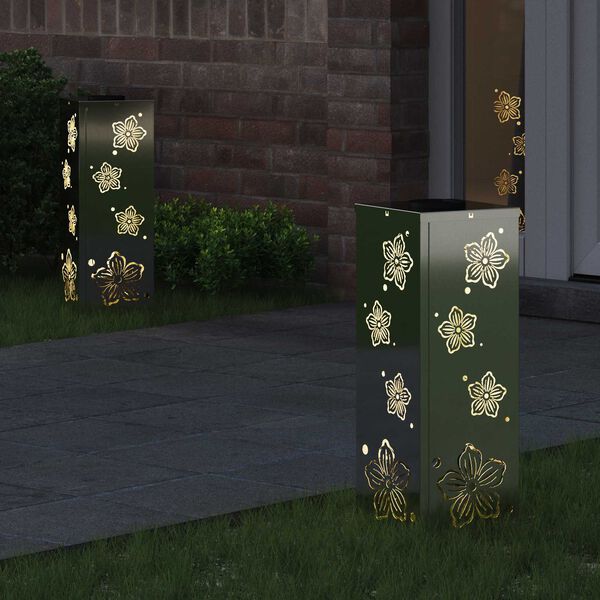 vidaXL Solar LED Pathway Light 2 pcs Galvanized Galvanized