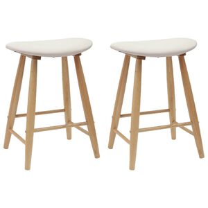 vidaXL Dining Chairs 2 pcs Solid Rubber Wood Natural 46 x 37 x 63 cm