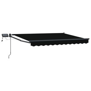vidaXL Manual Retractable Awning with LEDs Black 3 x 2.5 m
