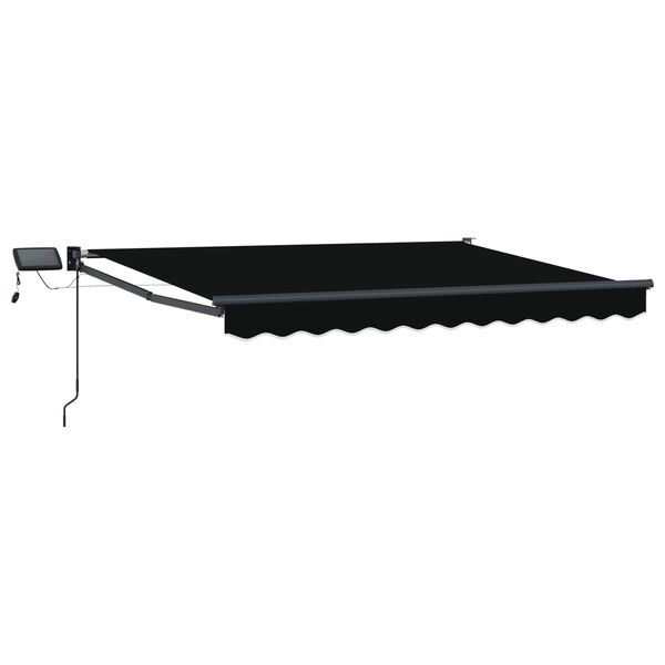 vidaXL Manual Retractable Awning with LEDs Black 3 x 2.5 m