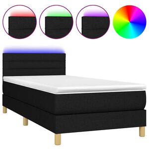 vidaXL Box Spring Bed with Mattress&LED Black 80x200cm Fabric