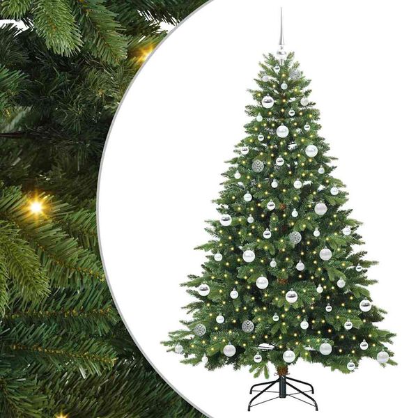 vidaXL Artificial Christmas Tree with 300 LEDs Green 180 cm PE and PVC