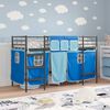 vidaXL Kids'Loft Bed Frame with Curtains Black and Blue 100 x 190 cm