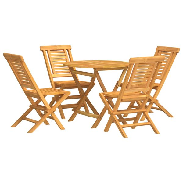 vidaXL 5 Piece Garden Dining Set Solid Wood Teak