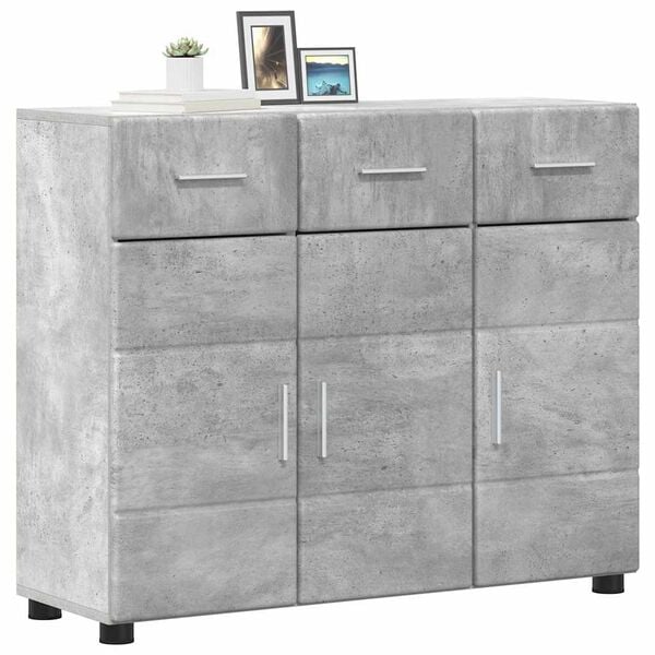 vidaXL Sideboard with Shelf FLORIN Concrete Grey 88.5 x 30.5 x 73 cm