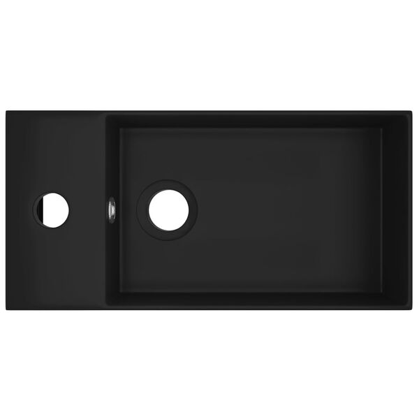 vidaXL Bathroom Sink with Overflow Ceramic Matt Black