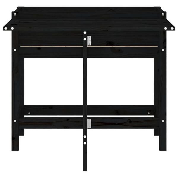 vidaXL Garden Planter with Folding Tabletop Black Solid Wood Pine