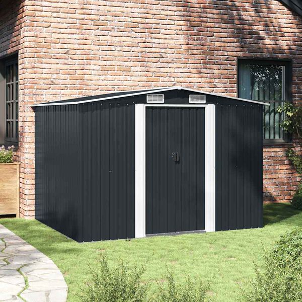 vidaXL Garden Storage Shed Anthracite Steel 257x205x178 cm