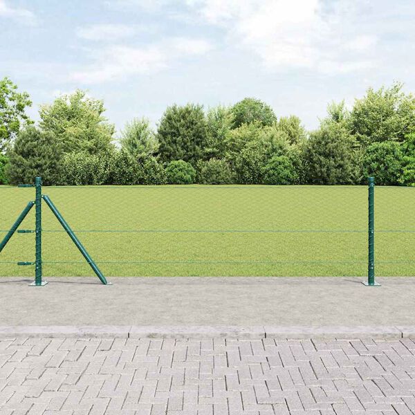 vidaXL Fence Post Green 25 x 0.6 m (25 mm mesh) Steel and PVC