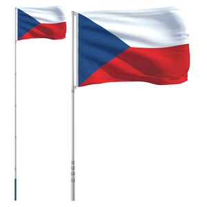 vidaXL Czech Flag and Pole 5,5 m Aluminium