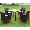 vidaXL 5 Piece Outdoor Dining Set with Cushions Poly Rattan Brown