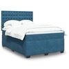 vidaXL Box Spring Bed with Mattress Blue 140x190 cm Velvet