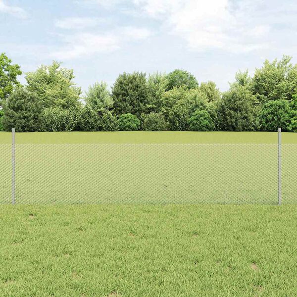 vidaXL Fence with Post Silver 0.5 x 100 m Steel