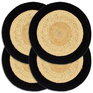 vidaXL Placemat | Set of 4 | Natural and Black | Jute and Cotton