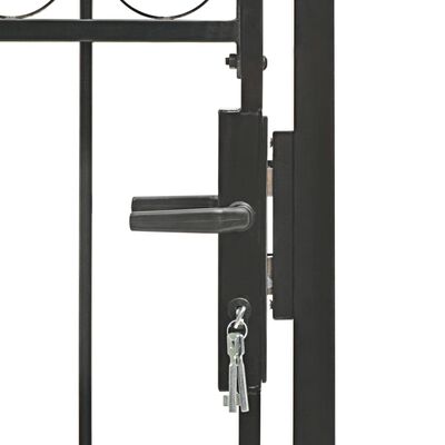 vidaXL Fence Gate with Arched Top Steel 100x175 cm Black