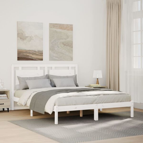 vidaXL Extra Long Bed Frame without Mattress White 160x220 cm Solid Wood