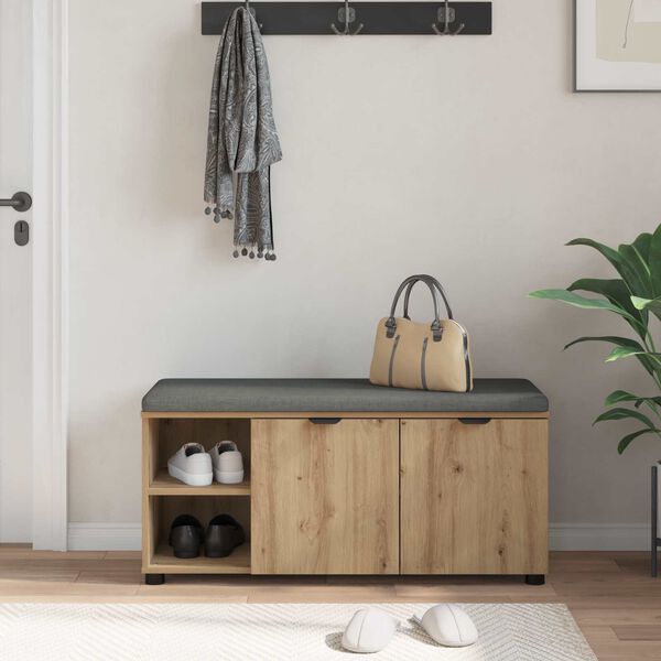 vidaXL Hall Bench with Cushion Plain Artisan Oak 100 x 38 x 46 cm