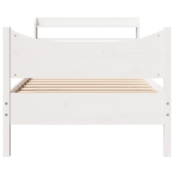 vidaXL Bed Frame with Headboard White 90x190 cm Single Solid Wood Pine