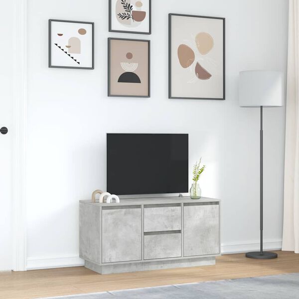 vidaXL TV Cabinet with LED Lights Concrete Grey 100x41x50 cm