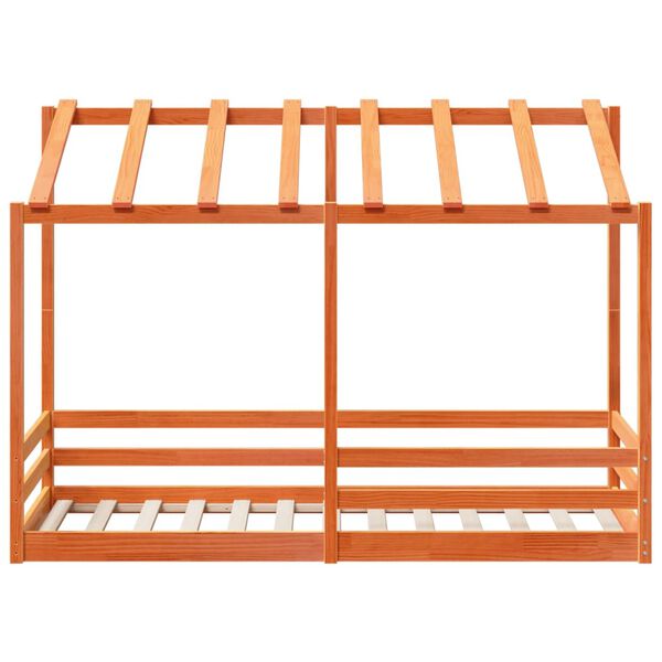 vidaXL Kids' Bed with Roof Wax Brown 90x190 cm Solid Wood Pine