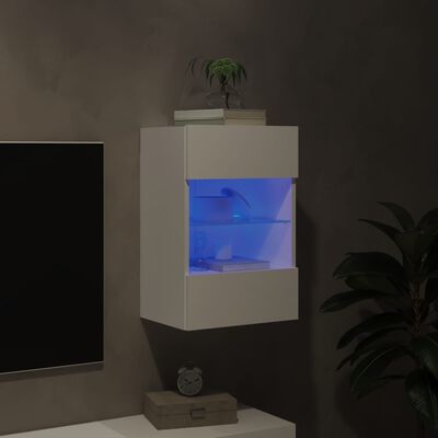 vidaXL TV Wall Cabinet with LED Lights White 40x30x60.5 cm