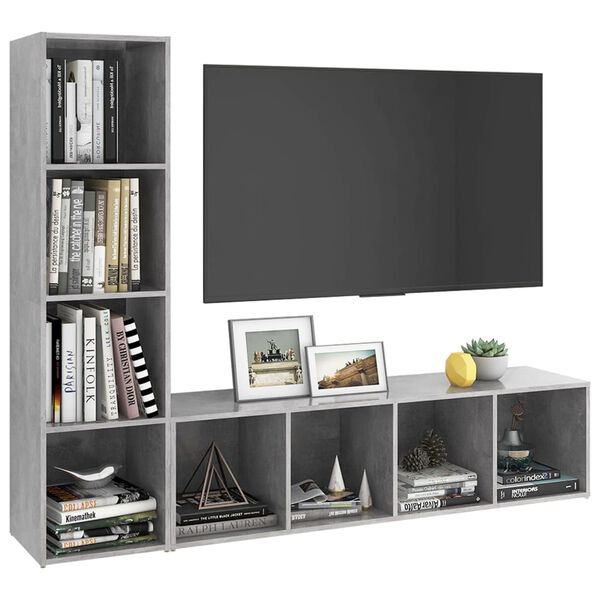vidaXL TV Cabinets 2 pcs Concrete Grey 142.5x35x36.5 cm Engineered Wood