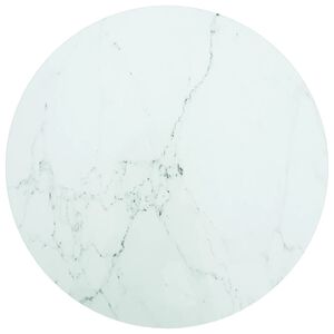 vidaXL Table Top White &Oslash;50x0.8 cm Tempered Glass with Marble Design