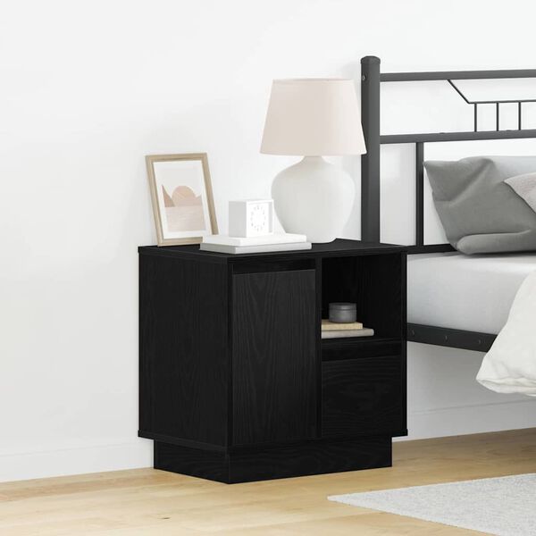 vidaXL Bedside Cabinet Black Oak 50 x 34.5 x 50 cm Engineered wood