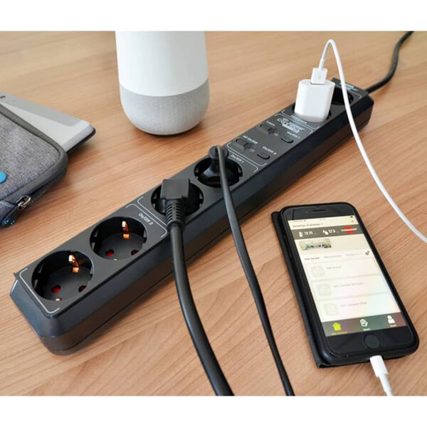 Brennenstuhl 6-Way Extension Socket Eco-Line Connect Wifi Black 1.5 m