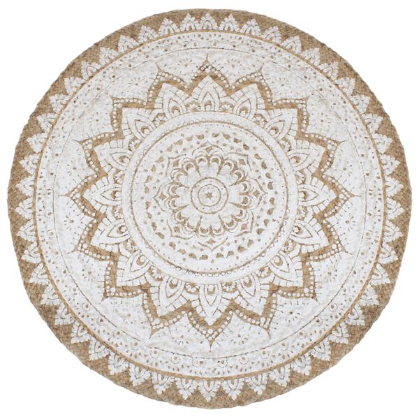 vidaXL Area Rug Braided Jute Printed 210 cm Round