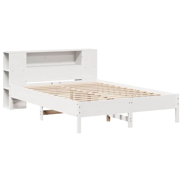 vidaXL Bookcase Bed without Mattress White 140x190 cm Solid Wood Pine