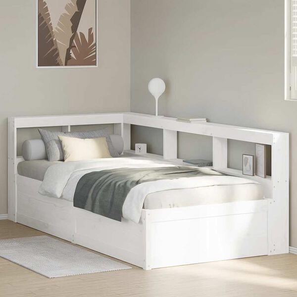 vidaXL Bookcase Bed without Mattress White 90x200cm Solid Wood Pine
