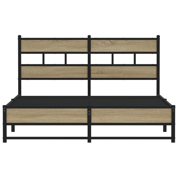 vidaXL Metal Bed Frame without Mattress Sonoma Oak 140x190 cm