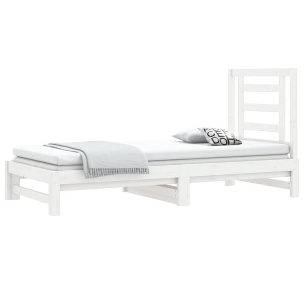 vidaXL Pull-out Day Bed without Mattress White 2x(90x200) cm