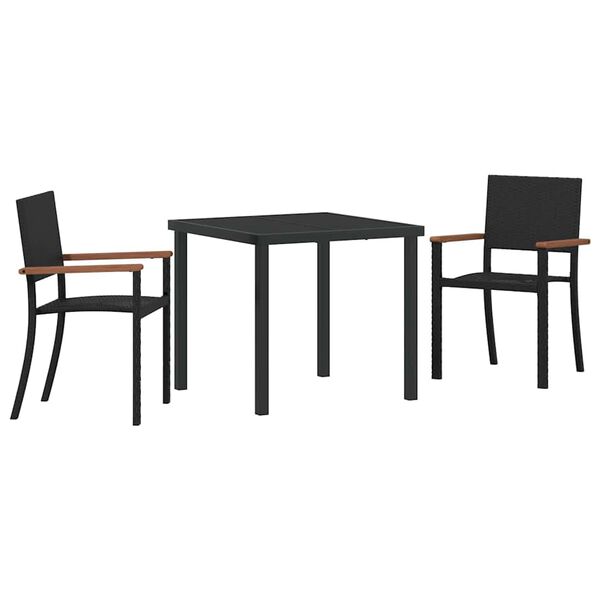 vidaXL Garden Dining Set 3 pcs Black Powder-Coated Steel