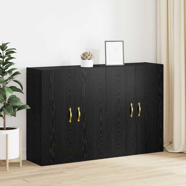 vidaXL Wall-Mounted Cabinet 2 pcs Black Oak 69.5 x 34 x 90 cm
