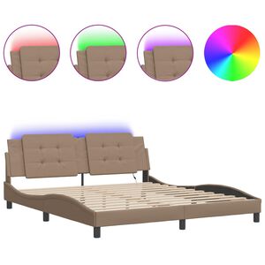 vidaXL Bed Frame with LED without Mattress "Zadar" Cappuccino 180x200 cm