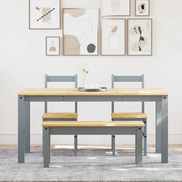 vidaXL 4 Piece Dining Set Panama Grey Solid Wood Pine