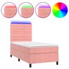 vidaXL Box Spring Bed with Mattress&LED Pink 100x200 cm Velvet