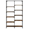 vidaXL Bookshelf Smoked Oak 100x32x170 cm Engineered Wood and Iron