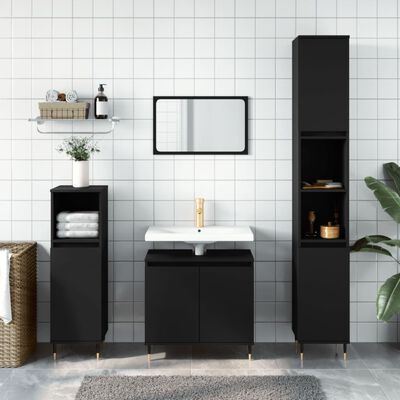 vidaXL Bathroom Cabinet Black 58x33x60 cm Engineered Wood