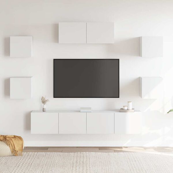 vidaXL 7 Piece TV Cabinet Set White Engineered Wood