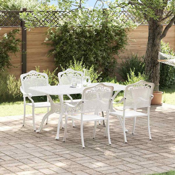 vidaXL Garden Dining Set 5 pcs White Aluminium