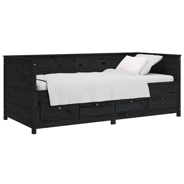 vidaXL Day Bed without Mattress Black 80x200 cm Solid Wood Pine