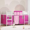 vidaXL Kids'Loft Bed Frame with Curtains White and Pink 99.5 x 200 cm