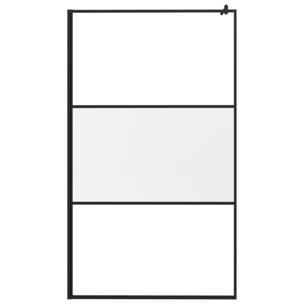 vidaXL Walk-in Shower Wall with Shelf Black 115x195 cm ESG Glass&Aluminium
