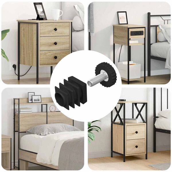 vidaXL Furniture Levelers Adjustable 12 pcs Black M6 PP